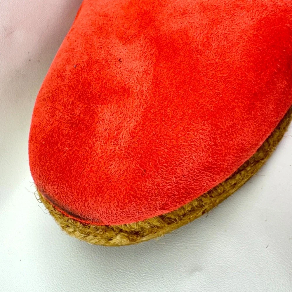 Gaimo Espadrilles Wedge Sandals Womens Size 38 Coral Suede Slingback Ankle Strap